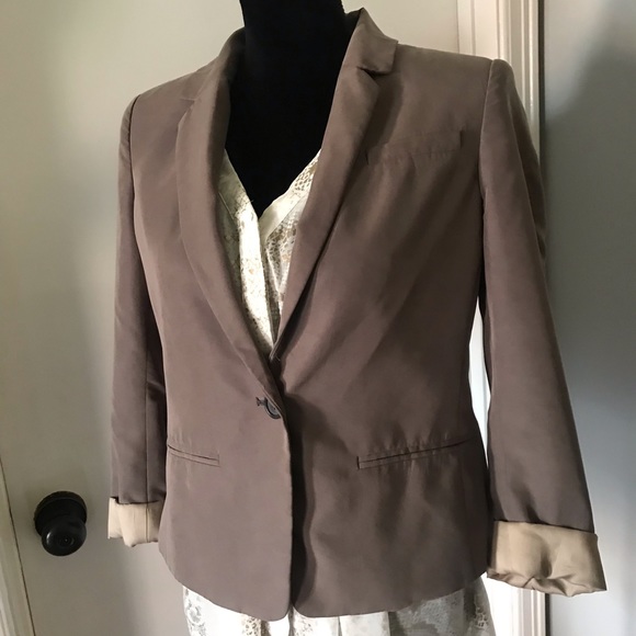 LOFT Brown Silky Blazer Single Button 8 Petite - Picture 2 of 6